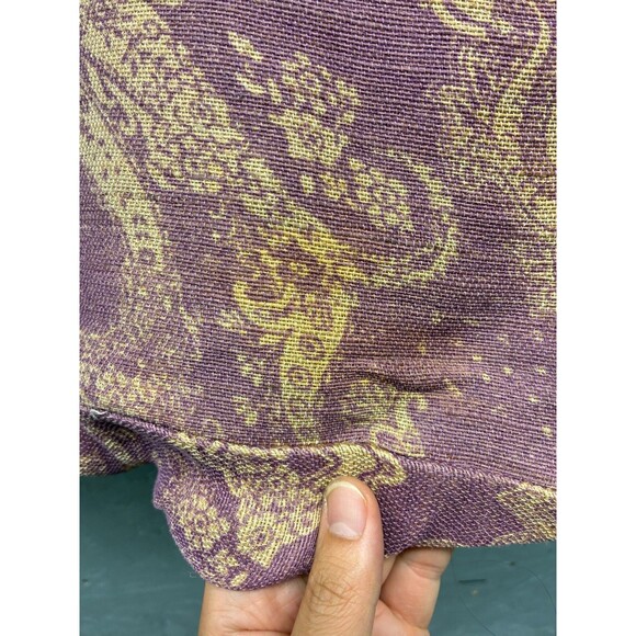 Maje Large Tote Bag Purple Paisley Print Linen Shoulder Carryall Boho Style - Picture 7 of 12